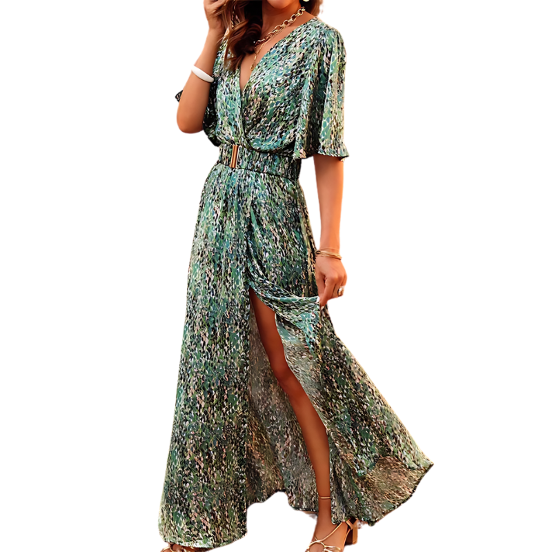 Sofía – Zomerse Maxi Jurk met Bloemenprint & Split | Luchtig & Elegant