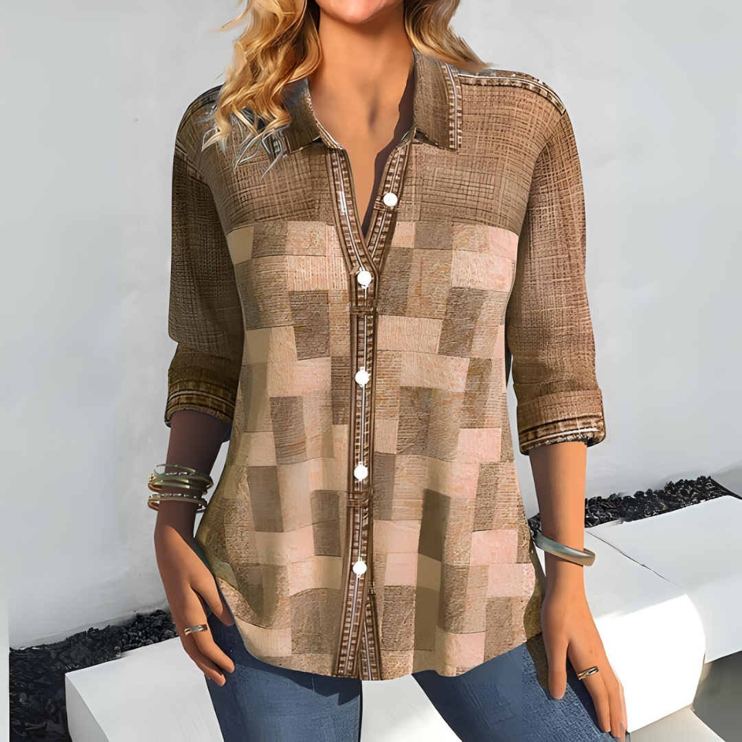 Alessia – Geruite Blouse met Lange Mouwen voor Dames | Stijlvol, Comfortabel & Veelzijdig