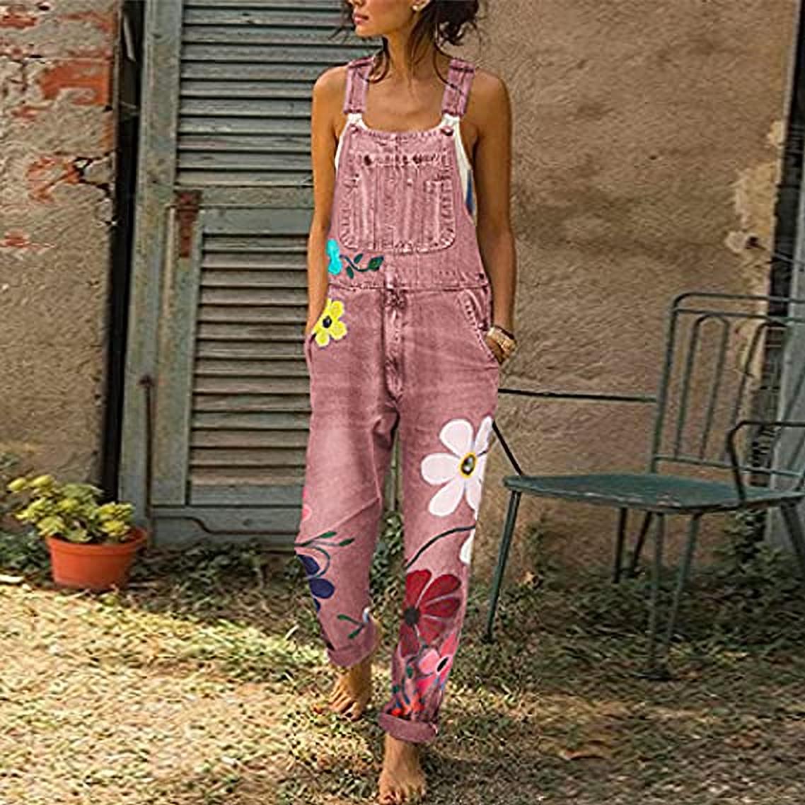 Flora – Denim Jumpsuit met Bloemenprint | Stijlvol & Comfortabel