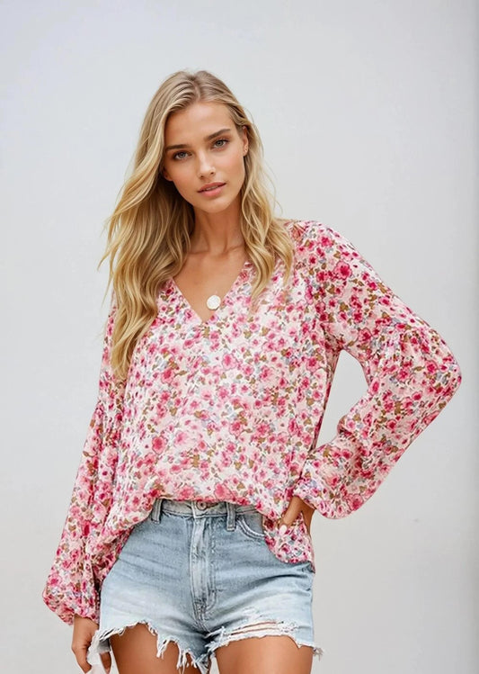 Élise – Damesblouse met Bloemenprint | Luchtig, Elegant & Comfortabel