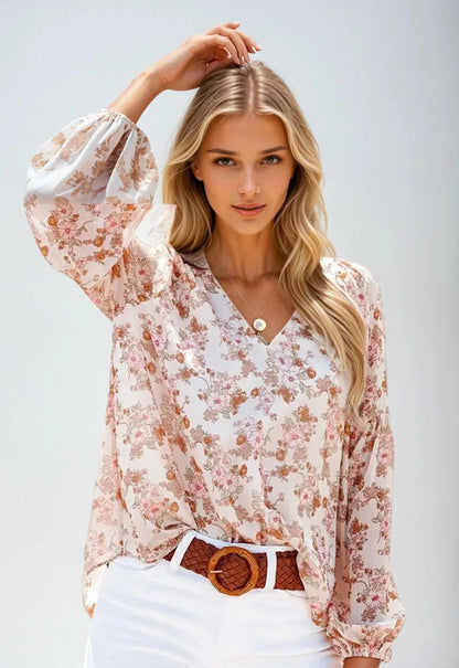 Élise – Damesblouse met Bloemenprint | Luchtig, Elegant & Comfortabel