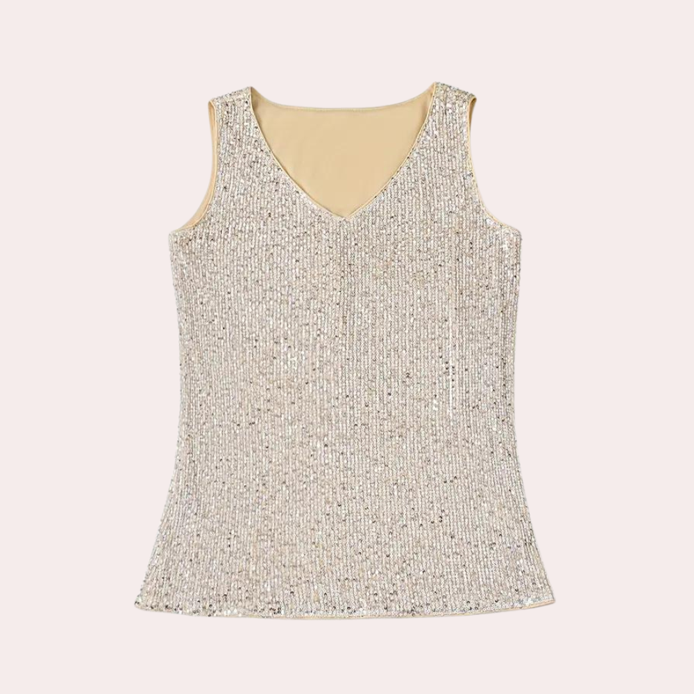 Giulia | Glitter Damestop | Elegante Mouwloze Top met Comfortabele Pasvorm