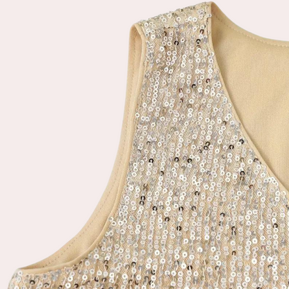 Giulia | Glitter Damestop | Elegante Mouwloze Top met Comfortabele Pasvorm