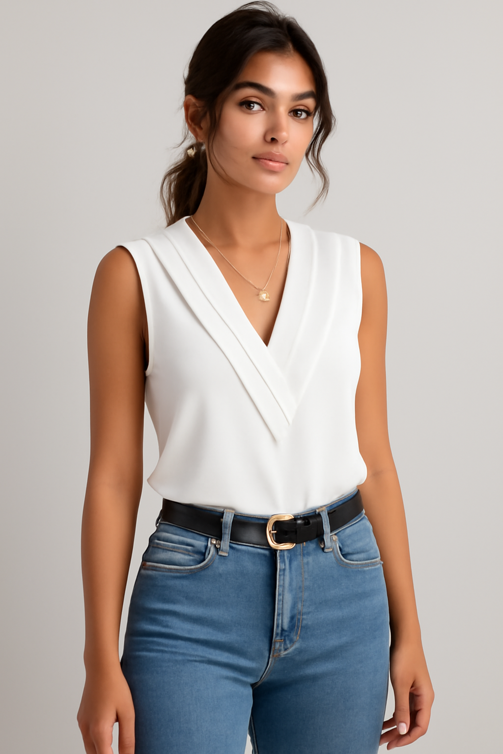 Aurélie | Mouwloze V-Hals Blouse voor Dames | Chic & Comfortabel voor de Zomer