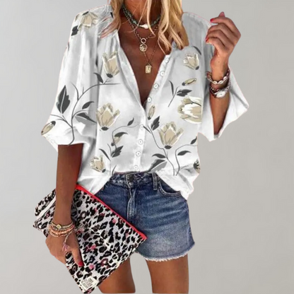 Elena | Damesblouse met Bloemenprint | Luchtig & Stijlvol voor Elke Gelegenheid