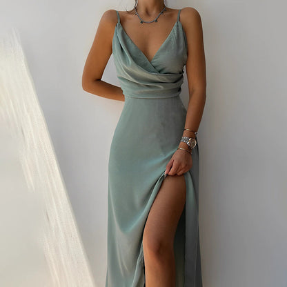 Sofia – Midi Jurk met Hoge Split voor Dames | Elegante & Comfortabele Avondstijl