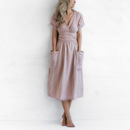 Sophia – Casual V-Hals A-Lijn Zomerjurk | Elegantie & Comfort in Eén