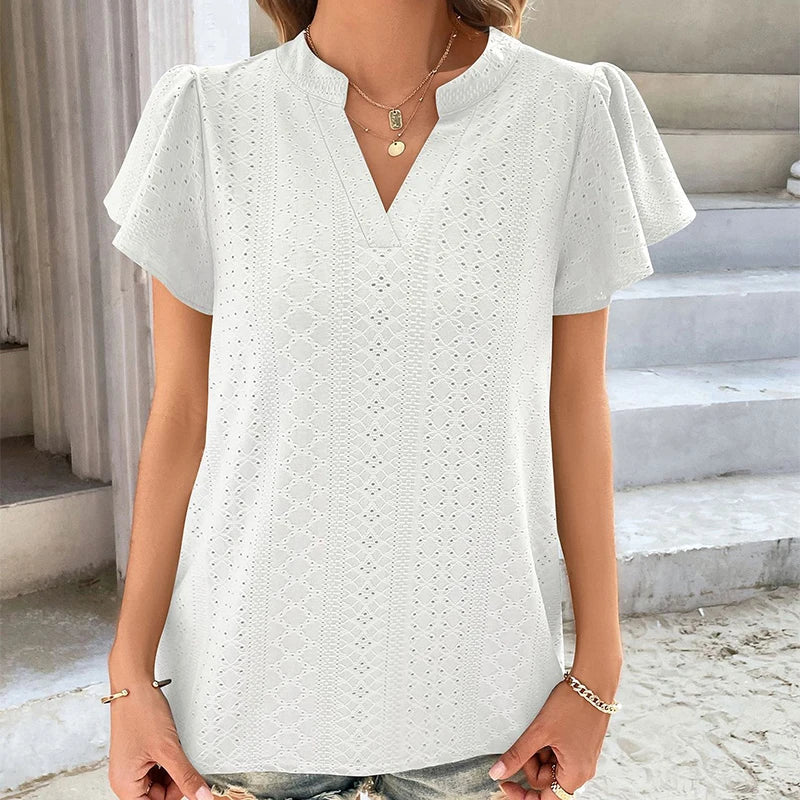 Valeria | Dames Zomerse V-Hals Top | Licht & Stijlvol