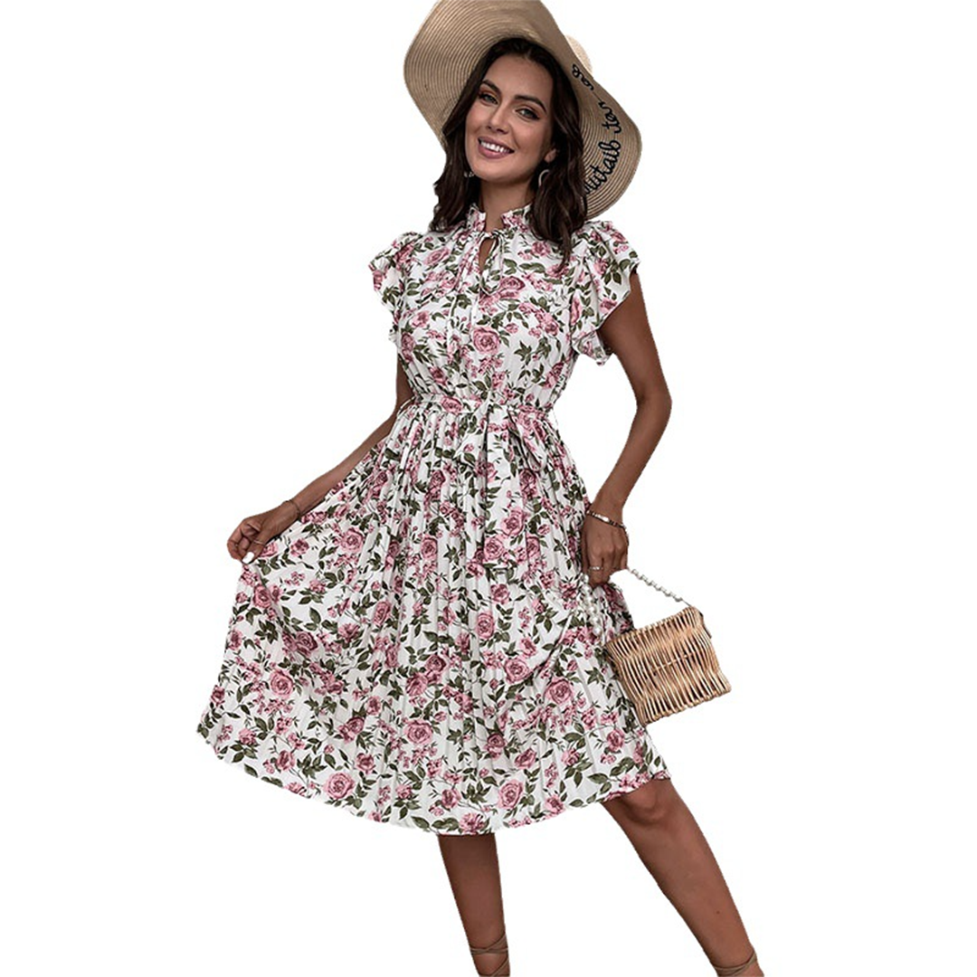 Isabella – Zomerse Bloemenjurk met Tailleband | Tijdloze Elegantie & Comfort