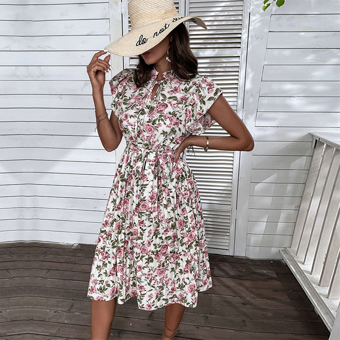 Isabella – Zomerse Bloemenjurk met Tailleband | Tijdloze Elegantie & Comfort