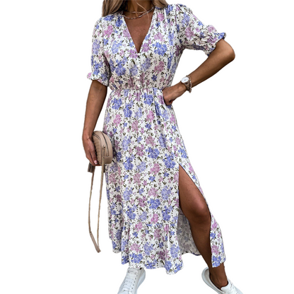 Isabella – Zomerse Casual Midi Jurk met Split | Luchtig & Elegant voor Elke Gelegenheid