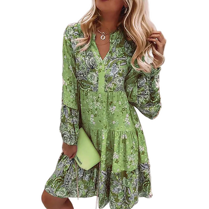 Valentina | Bohemian Jurk met Print en Etnische Charme