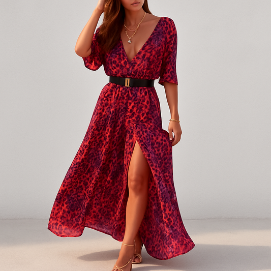 Sofía – Zomerse Maxi Jurk met Bloemenprint & Split | Luchtig & Elegant